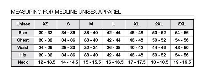 Unisex Clothing Size Chart