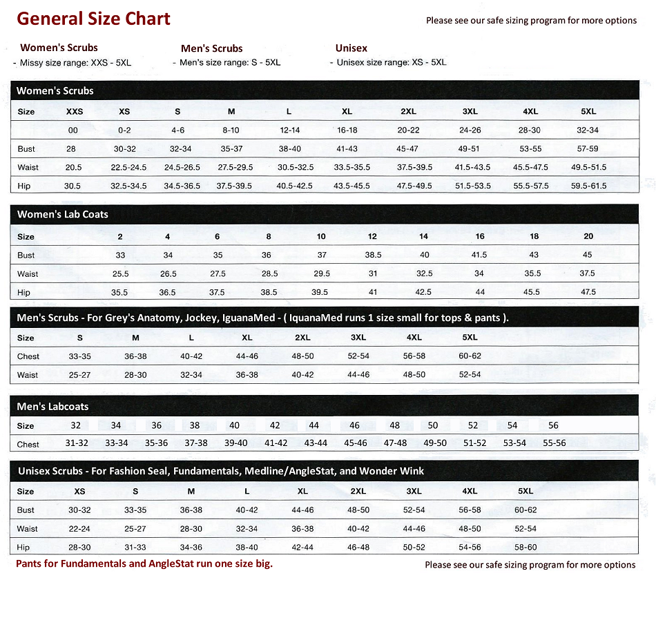 General Size Chart