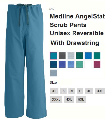 Medline Scrubs Size Chart